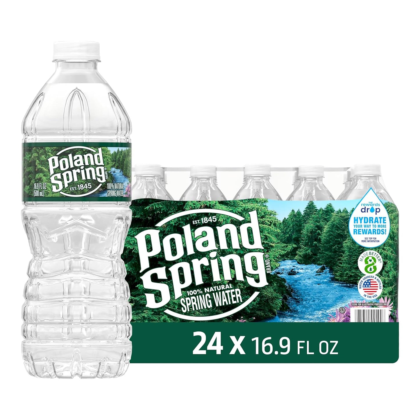 Poland Spring Natural Spring Water, 16.9 oz (Pack of 24)