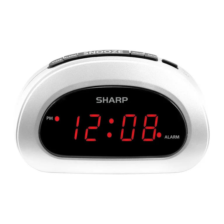 SHARP Digital Alarm Clock, Cloud White