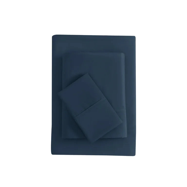 Super Soft Brushed Microfiber Bed Sheet Set, Navy Blue, Twin-XL, 3 Piece