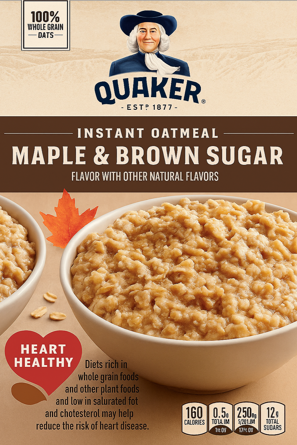 Quaker Instant Oatmeal, Maple Brown Sugar, 1.51 oz Packet