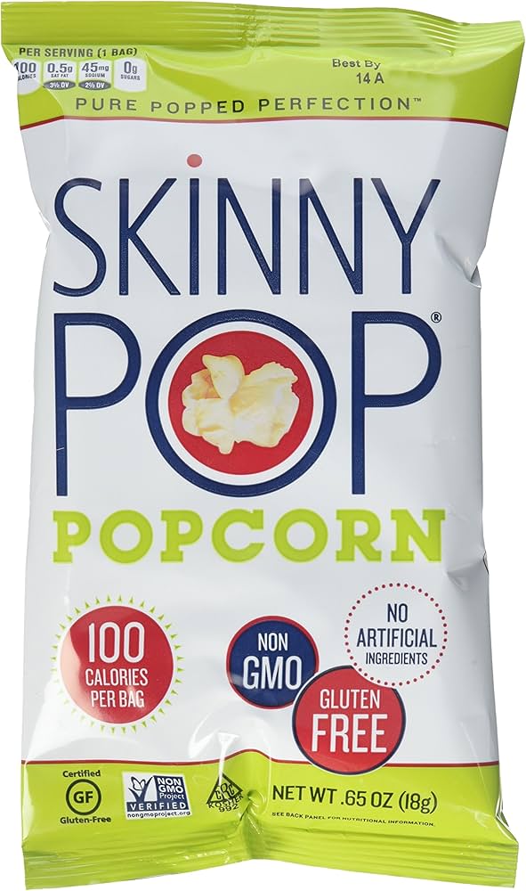 SkinnyPop Original Popcorn Snack Bag, 0.65 oz