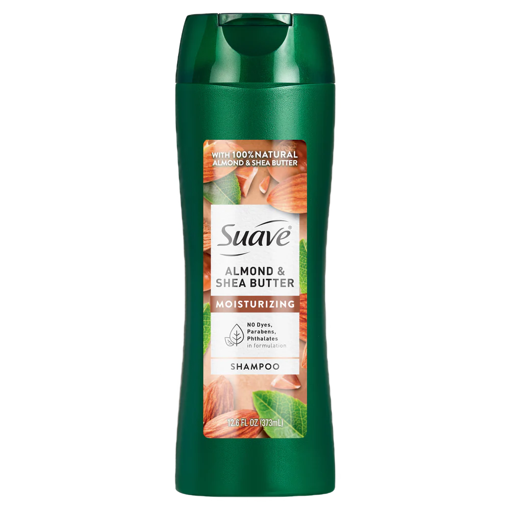 Suave Moisturizing Shampoo With 100% Natural Almond & Shea Butter, 12.6 oz