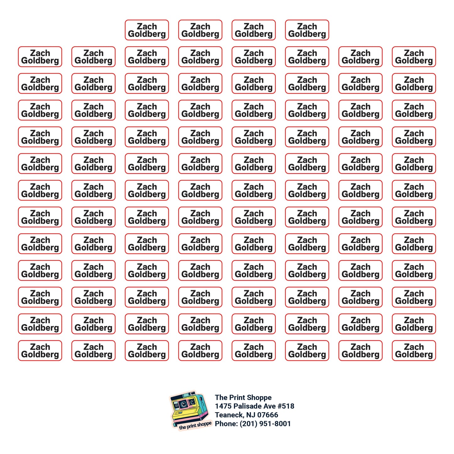 200 Custom Name Labels