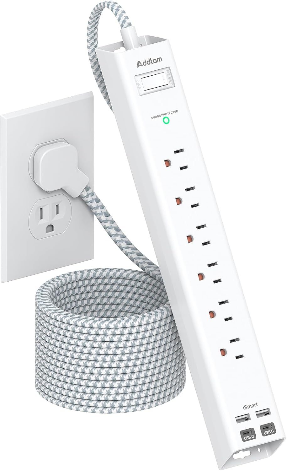 Extension Cord 10 ft - 6 AC Outlet 4 USB (2 USB C),