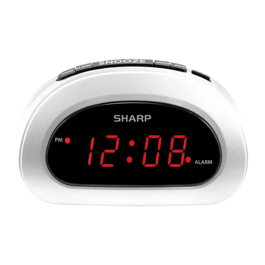 SHARP Digital Alarm Clock, Cloud White