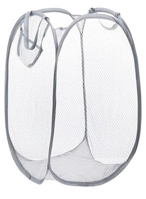Mesh Pop Up Laundry Hamper with Side Pocket, Foldable