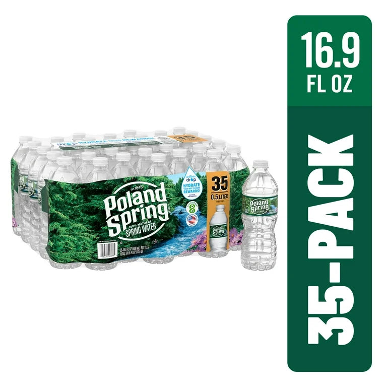 Poland Spring Natural Spring Water, 16.9 oz (Pack of 35)