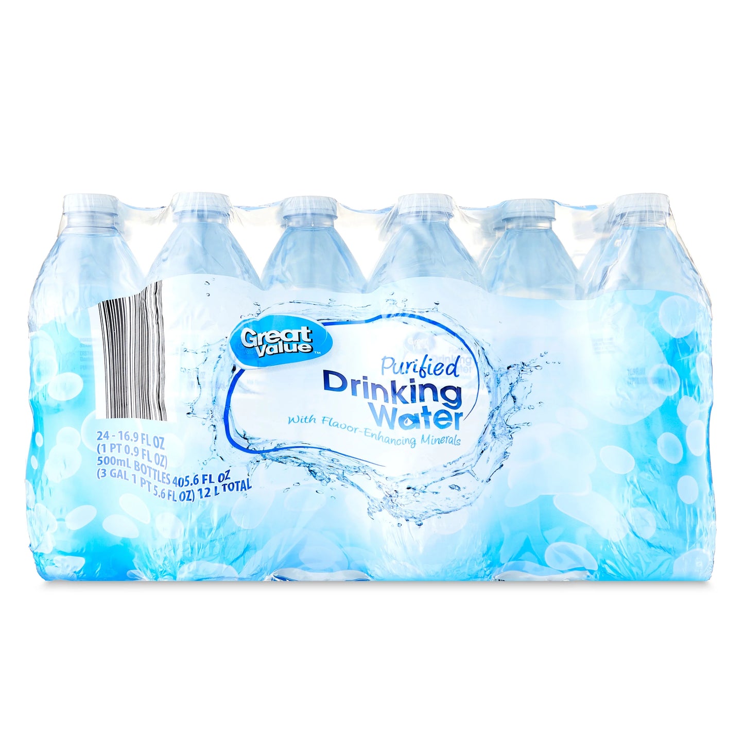 Great Value Purified Drinking Water, 16.9 oz (Pack of 24)