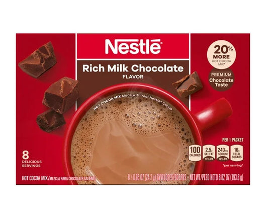 Nestle Instant Hot Cocoa Rich Milk Chocolate Flavored Mix Powder, 8 ct
